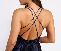 Eliska Formal Sequin and Satin Dress