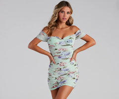 Sweet And Stunning Pastel Floral Mesh Mini Dress